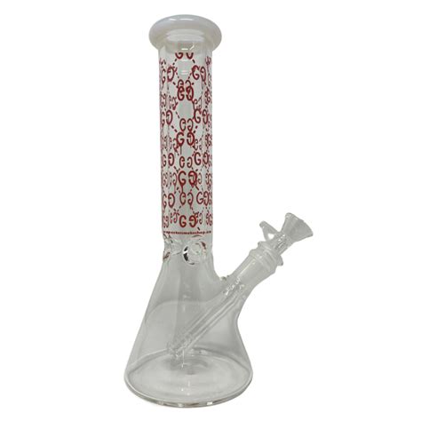 Gucci Themed Glass Bong – White – Artisan Smoke Shop.